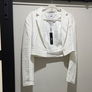 Fashion Nova White Cropped Studded Blazer